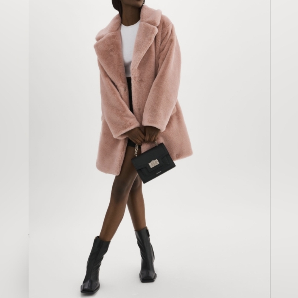 La marque pink faux fur coat